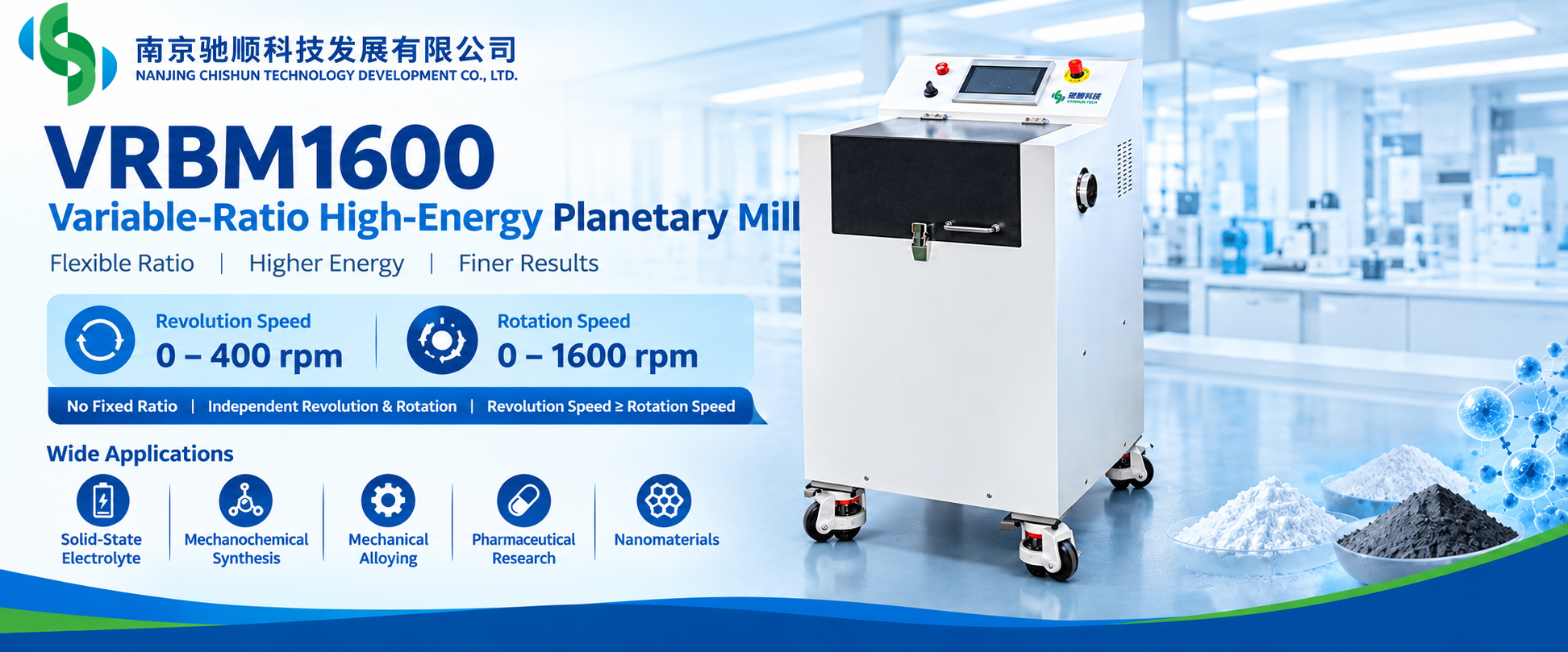VRBM1600 Variable Speed Ratio High-Energy Ball Mill